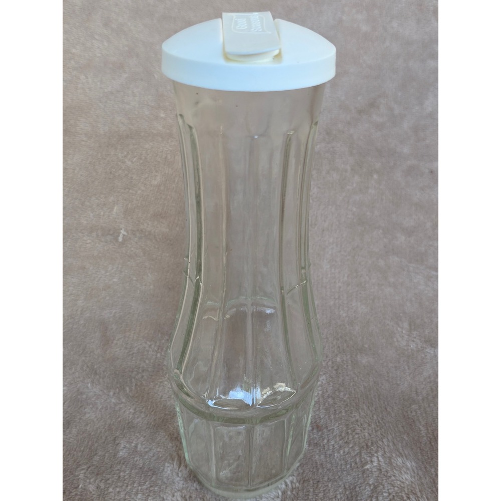 Vintage Good Seasons Glass Salad Dressing Cruet Fluted Bottle White Flip Lid